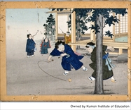 子供遊び図　　画帖　　コマ回し・シャボン玉　　　