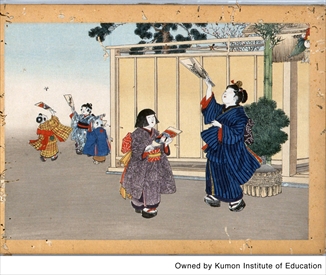 子供遊び図　　画帖　　正月・羽根つき