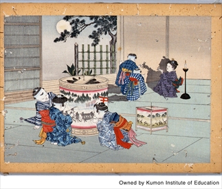 子供遊び図　　画帖　　回り灯籠と影絵遊び　　　　